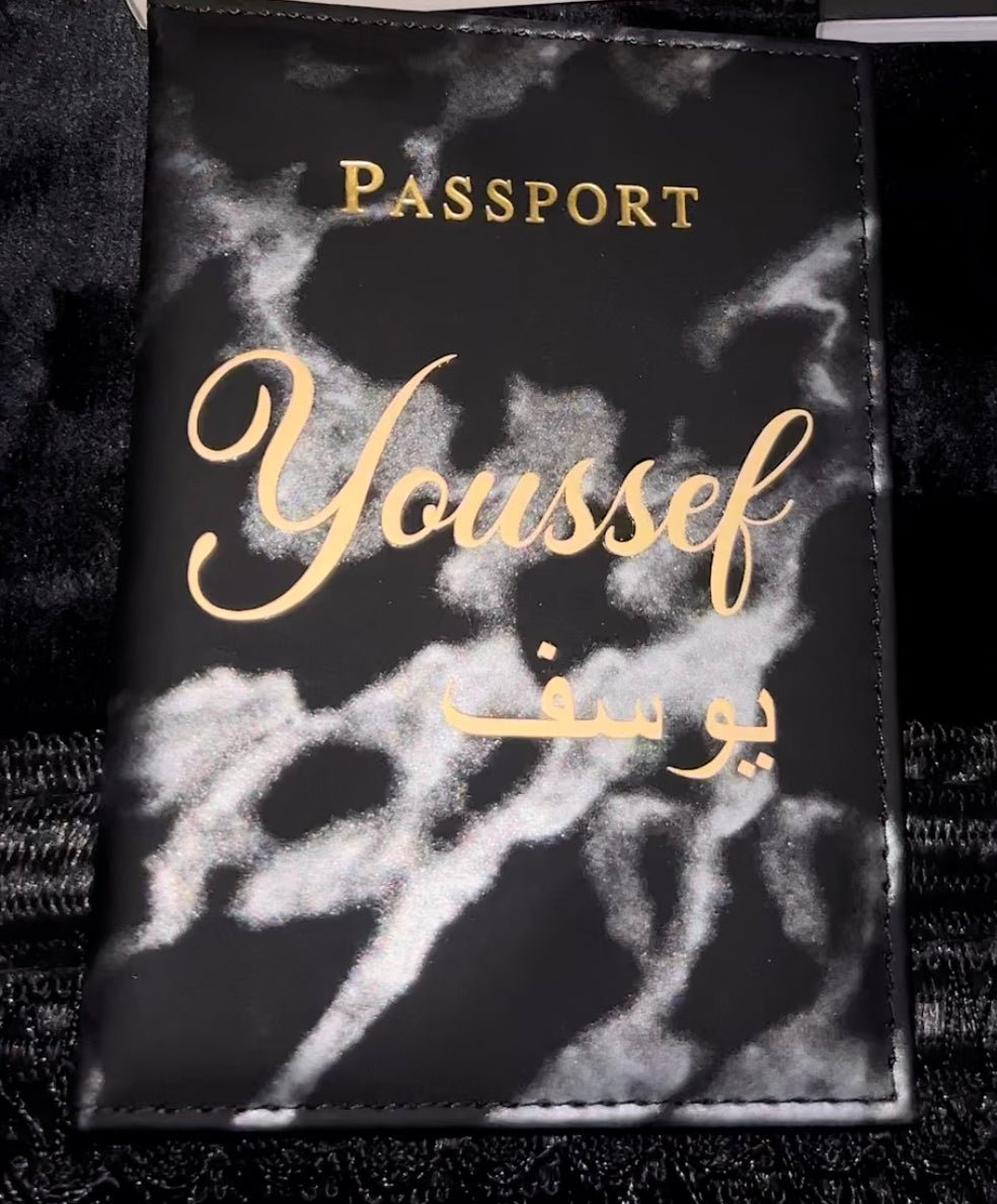 Protège passeport personnalisé noir