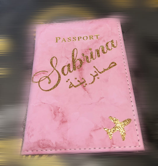 Protège passeport personnalisé rose 💕
